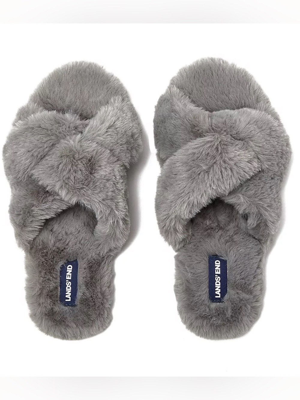 Lands End Fluffy Slide House Slippers size 7 NWT